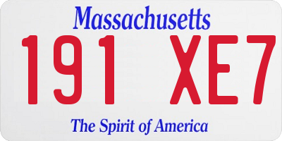 MA license plate 191XE7