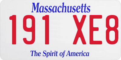 MA license plate 191XE8