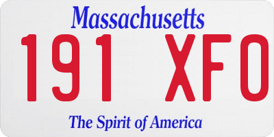 MA license plate 191XF0