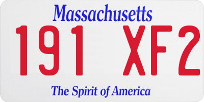 MA license plate 191XF2