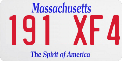 MA license plate 191XF4