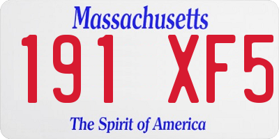 MA license plate 191XF5