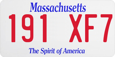 MA license plate 191XF7