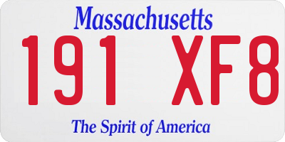 MA license plate 191XF8