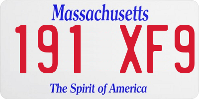 MA license plate 191XF9