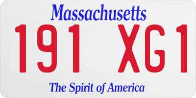 MA license plate 191XG1