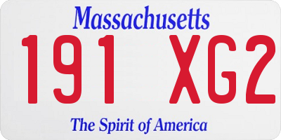 MA license plate 191XG2