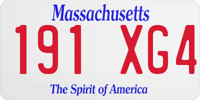 MA license plate 191XG4