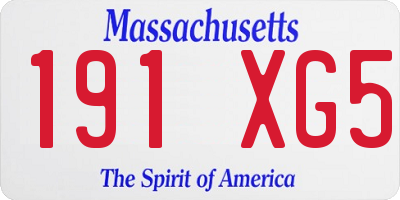 MA license plate 191XG5