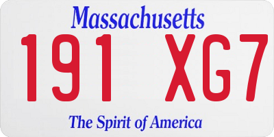 MA license plate 191XG7