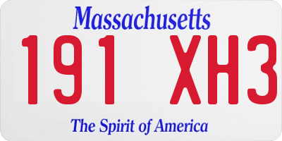 MA license plate 191XH3
