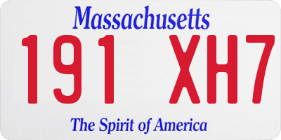 MA license plate 191XH7