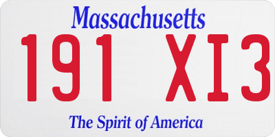 MA license plate 191XI3