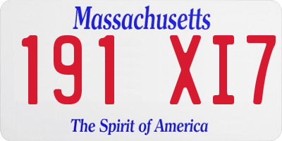 MA license plate 191XI7