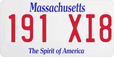 MA license plate 191XI8