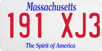 MA license plate 191XJ3