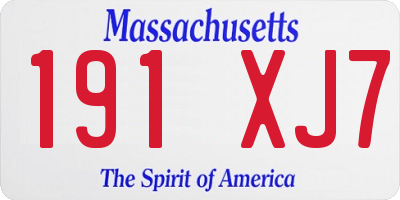 MA license plate 191XJ7