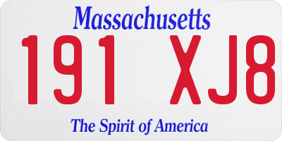MA license plate 191XJ8