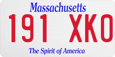 MA license plate 191XK0