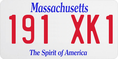 MA license plate 191XK1