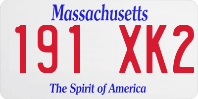 MA license plate 191XK2