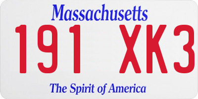 MA license plate 191XK3