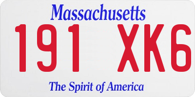 MA license plate 191XK6