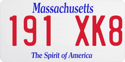 MA license plate 191XK8