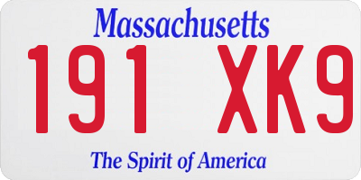 MA license plate 191XK9