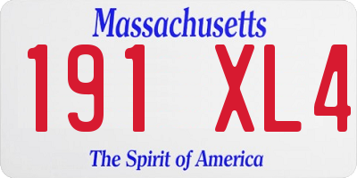 MA license plate 191XL4