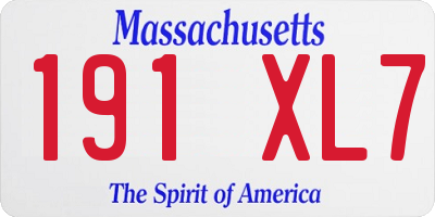 MA license plate 191XL7