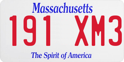 MA license plate 191XM3