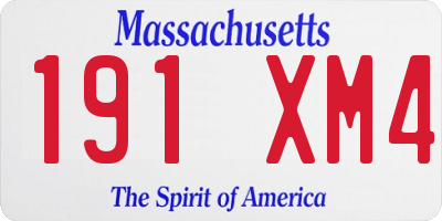 MA license plate 191XM4