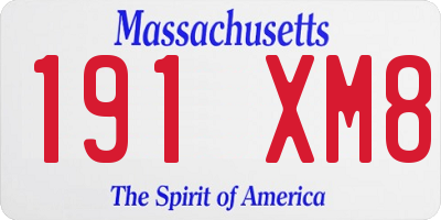 MA license plate 191XM8