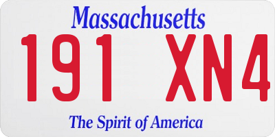 MA license plate 191XN4
