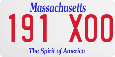 MA license plate 191XO0