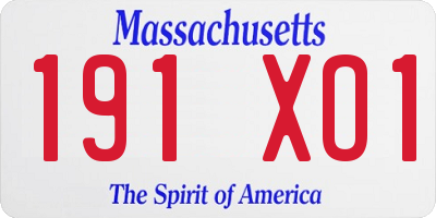 MA license plate 191XO1