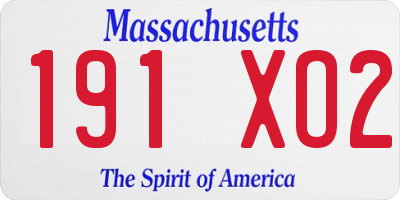 MA license plate 191XO2