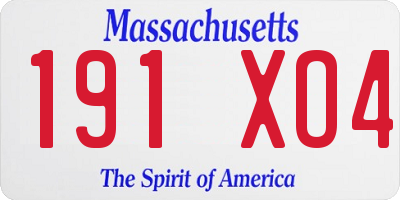 MA license plate 191XO4