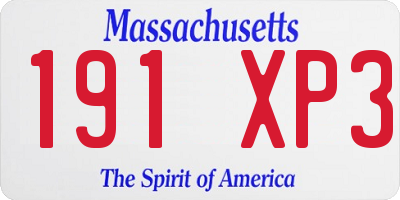 MA license plate 191XP3
