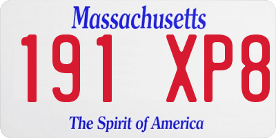 MA license plate 191XP8