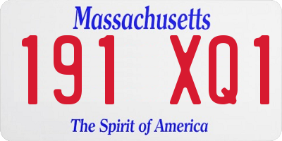 MA license plate 191XQ1