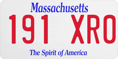 MA license plate 191XR0