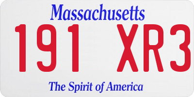 MA license plate 191XR3