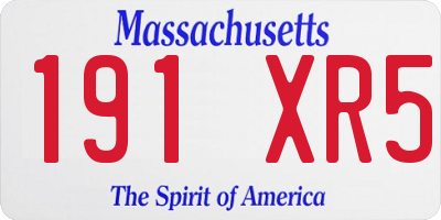 MA license plate 191XR5