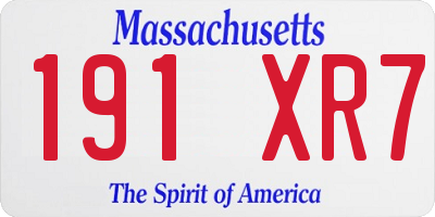 MA license plate 191XR7