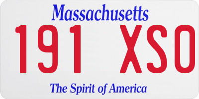 MA license plate 191XS0