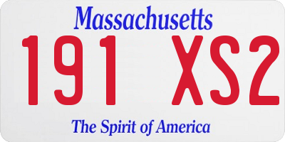 MA license plate 191XS2