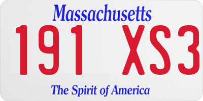 MA license plate 191XS3