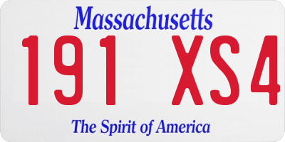 MA license plate 191XS4